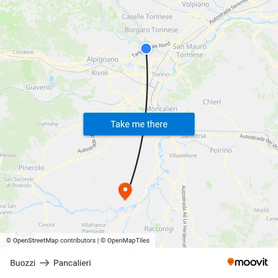 Buozzi to Pancalieri map