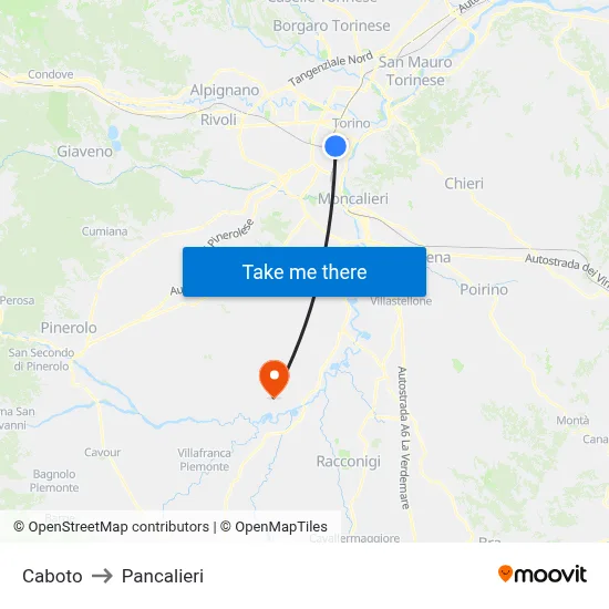 Caboto Street to Pancalieri map