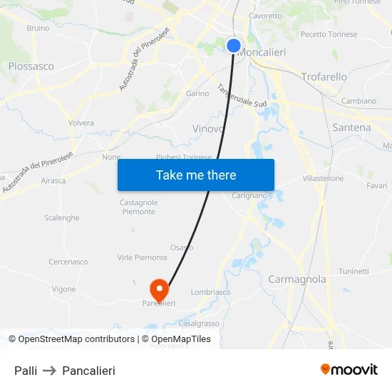 Palli to Pancalieri map