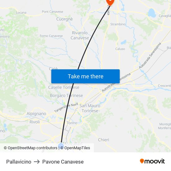 Pallavicino to Pavone Canavese map