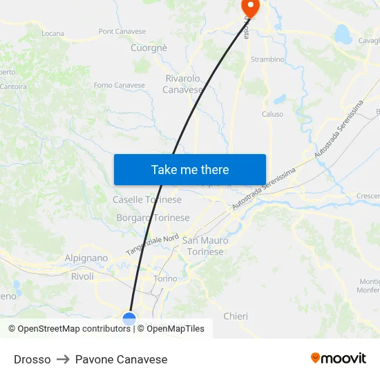 Drosso to Pavone Canavese map