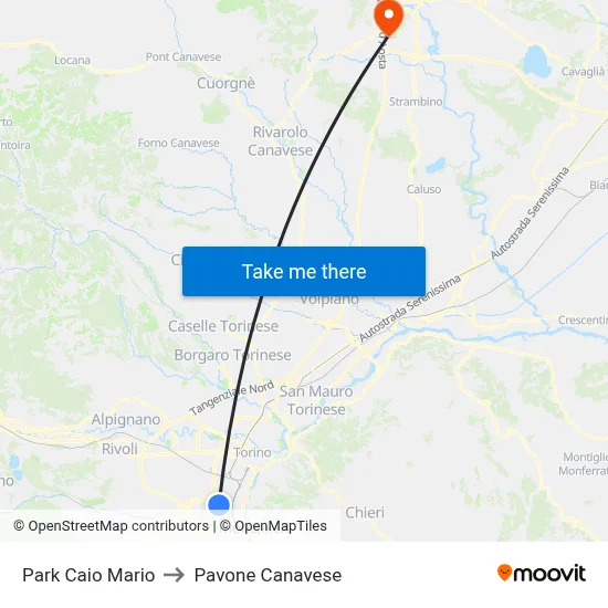 Caio Mario Park to Pavone Canavese map