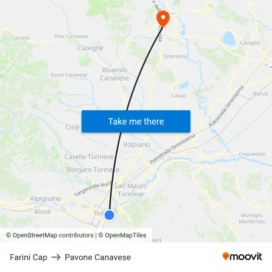 Farini Terminal to Pavone Canavese map