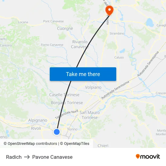 Radich to Pavone Canavese map