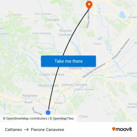 Cattaneo to Pavone Canavese map