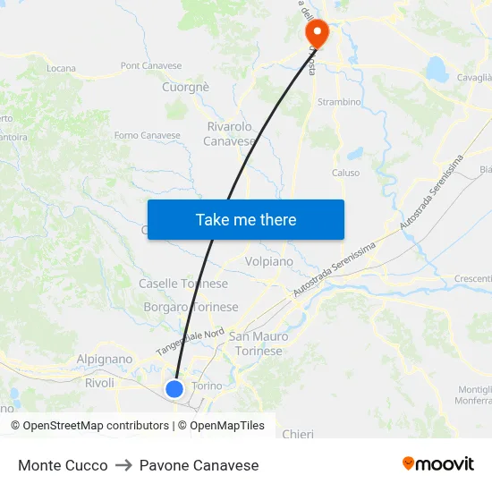 Monte Cucco to Pavone Canavese map