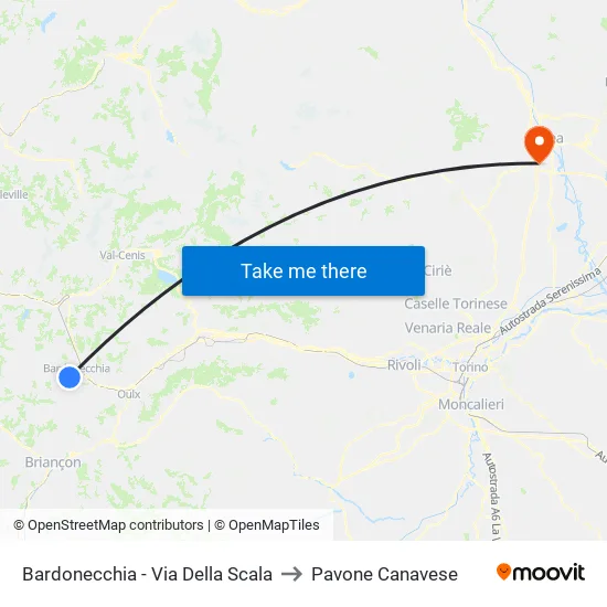 Bardonecchia - Via Della Scala to Pavone Canavese map
