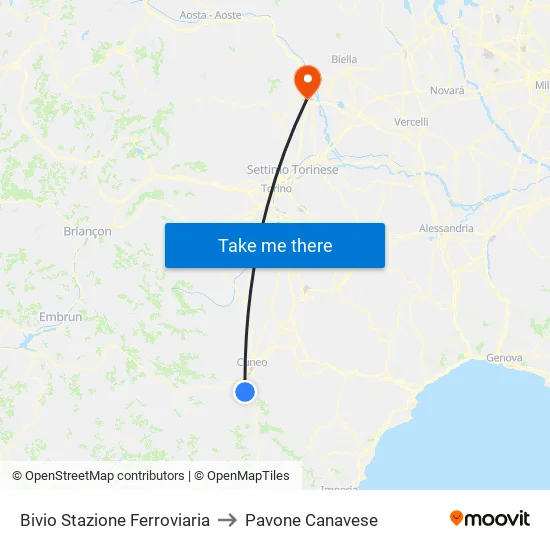 Railway Station Junction to Pavone Canavese map