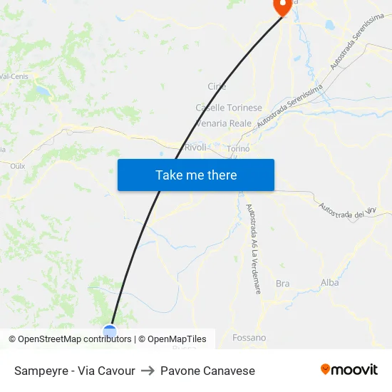 Sampeyre - Cavour Street to Pavone Canavese map