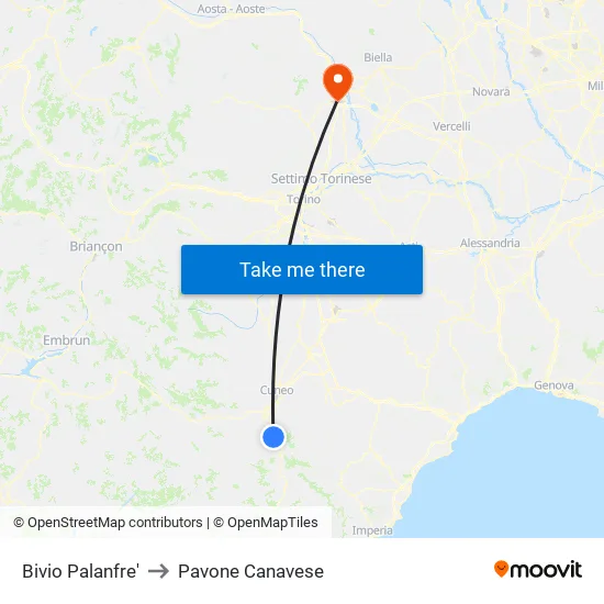 Palanfre Junction to Pavone Canavese map