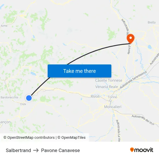 Salbertrand to Pavone Canavese map