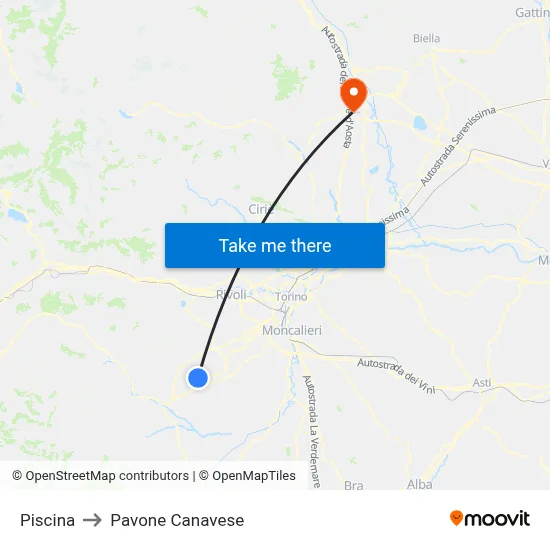 Swimming Pool to Pavone Canavese map