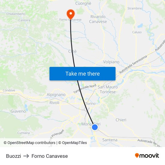 Buozzi to Forno Canavese map