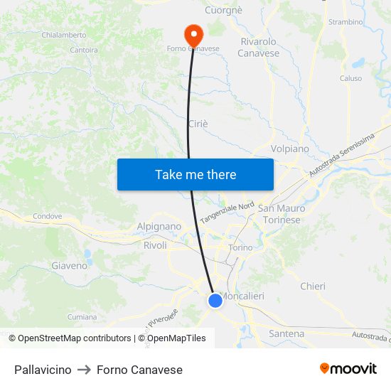 Pallavicino to Forno Canavese map
