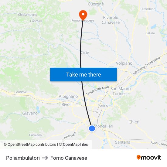 Poliambulatori to Forno Canavese map