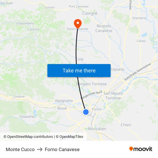 Monte Cucco to Forno Canavese map