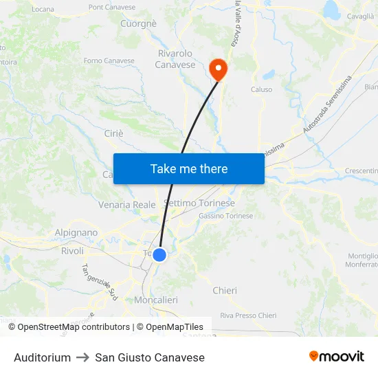 Auditorium to San Giusto Canavese map