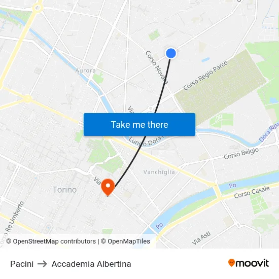 Pacini to Accademia Albertina map