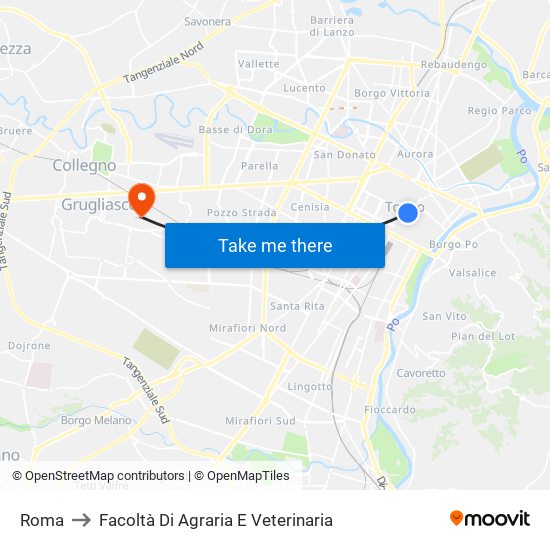 Roma to Facoltà Di Agraria E Veterinaria map