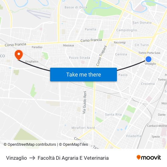 Vinzaglio to Facoltà Di Agraria E Veterinaria map