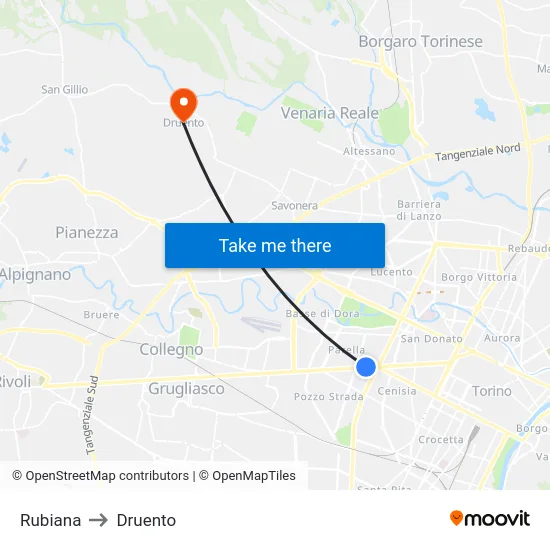 Rubiana to Druento map