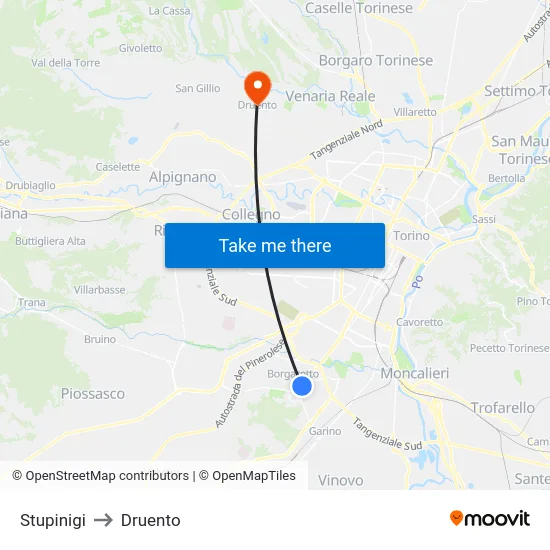 Stupinigi to Druento map