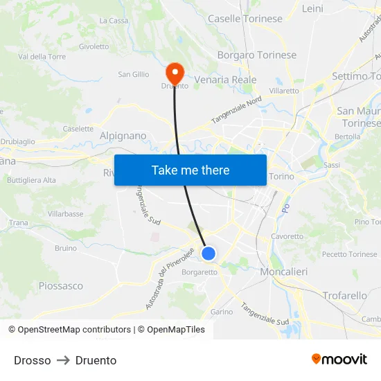 Drosso to Druento map
