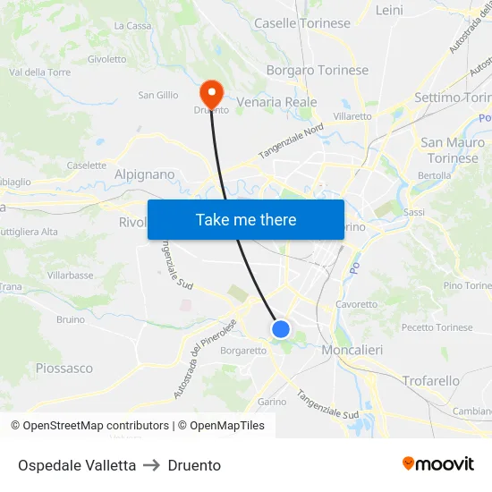 Ospedale Valletta to Druento map