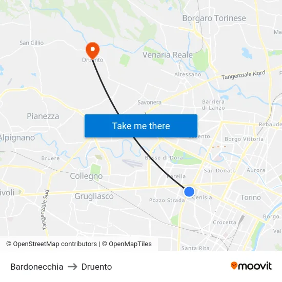 Bardonecchia to Druento map