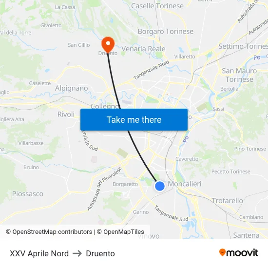 XXV April North to Druento map