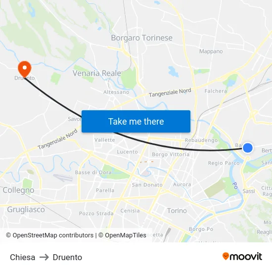 Chiesa to Druento map
