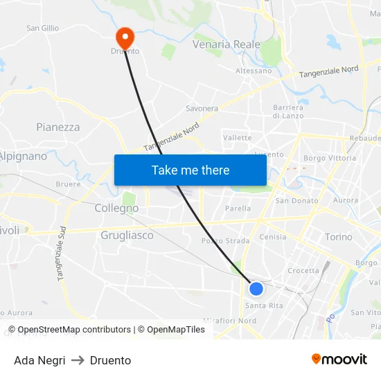 Ada Negri to Druento map