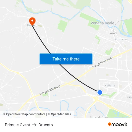 West Primule to Druento map