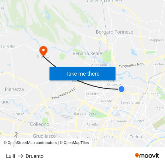 Lulli to Druento map