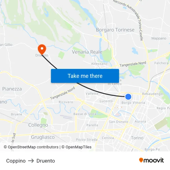 Coppino to Druento map