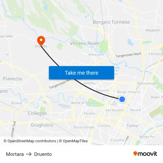 Mortara to Druento map