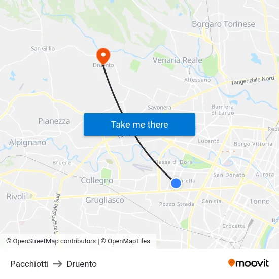 Pacchiotti to Druento map