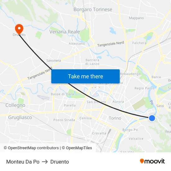 Monteu Da Po to Druento map