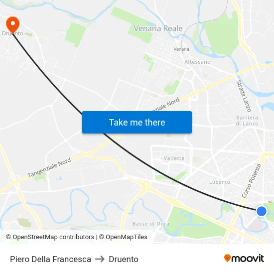 Piero Della Francesca to Druento map