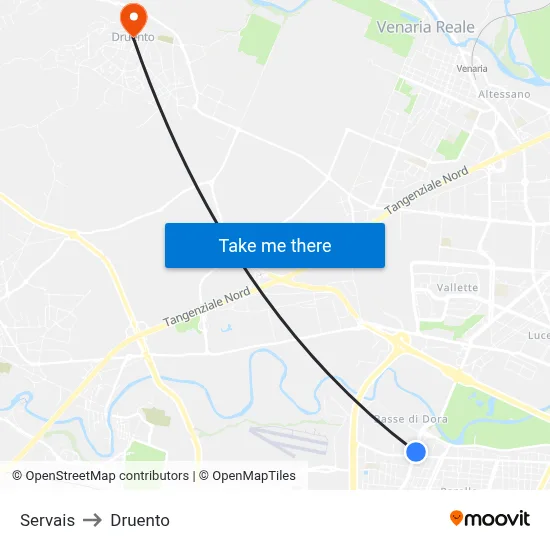 Servais to Druento map