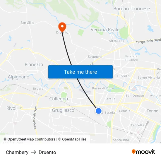 Chambery to Druento map