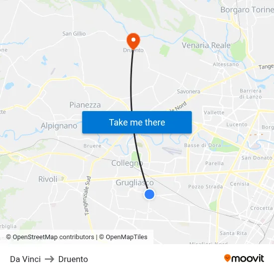Da Vinci to Druento map