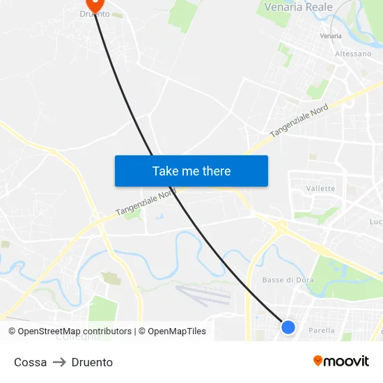 Cossa to Druento map