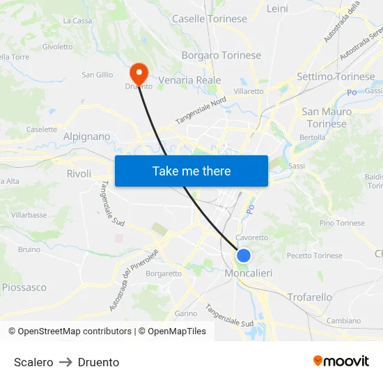 Scalero to Druento map