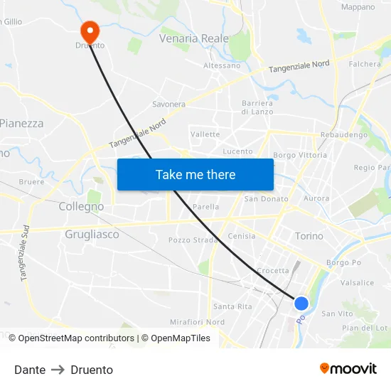 Dante to Druento map