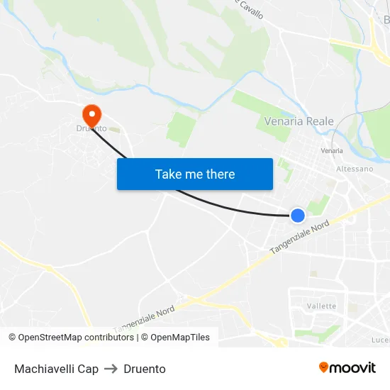 Machiavelli Terminal to Druento map