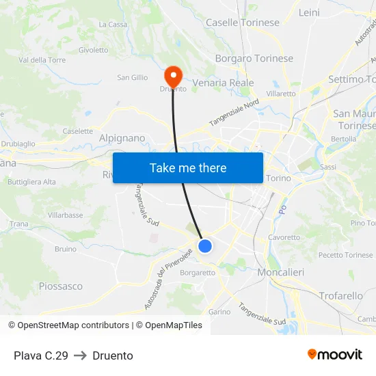 Plava C.29 to Druento map