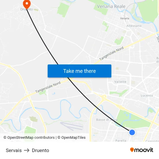Servais to Druento map