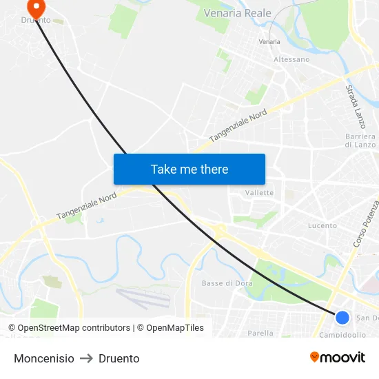 Moncenisio to Druento map
