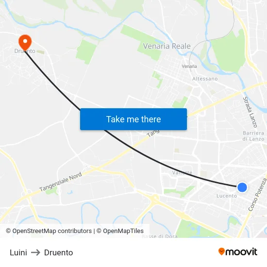 Luini to Druento map